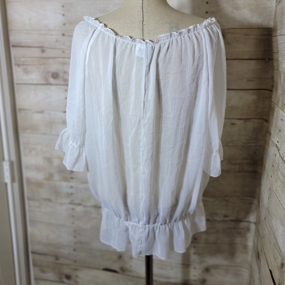Lilly Lou white sheer off shoulder blouse - Picture 3 of 4